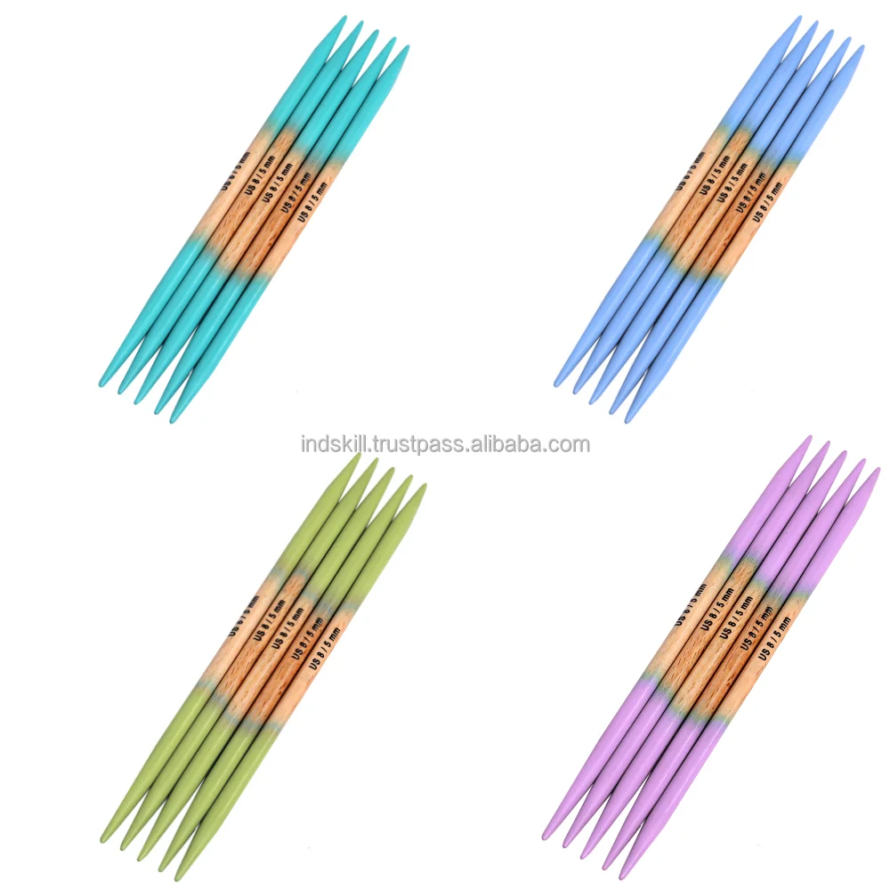 multiple colors 5pcs/set 20cm sweater needle double tip knitting needle wholesale low moq premium ombre effect sets and kit