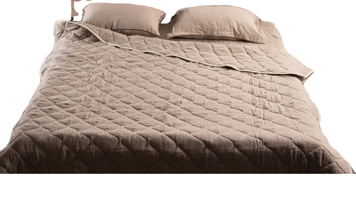 luxury european bedding set patchwork  Natural linen quilt Wool stuffed Wool Comforter All season linen blanket