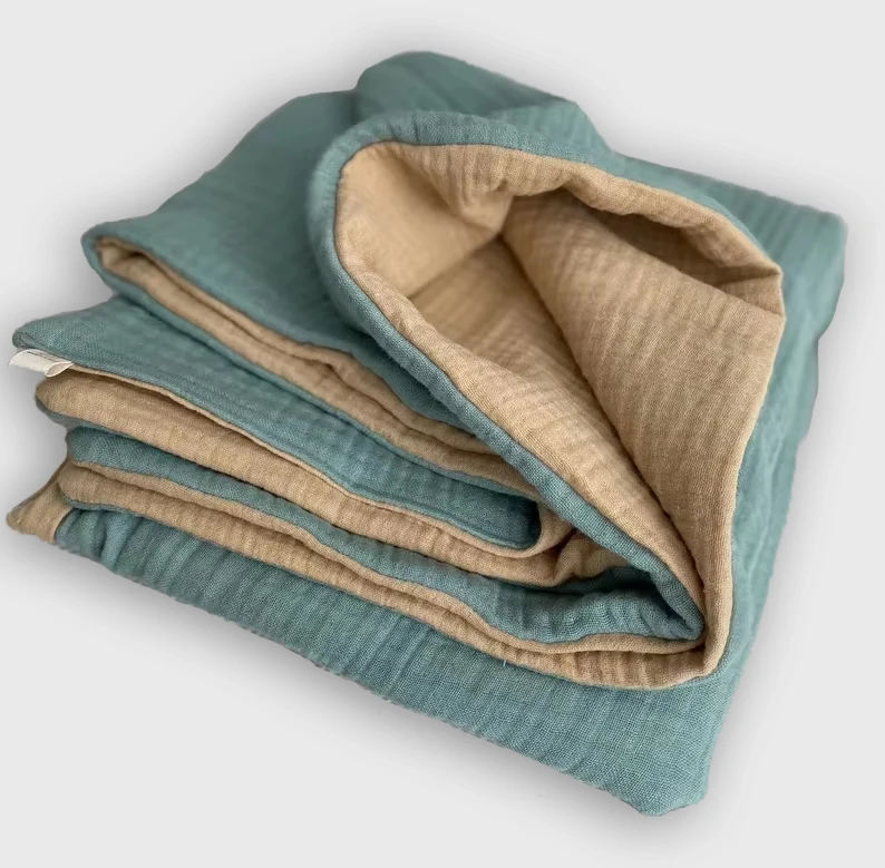 iBaifei Custom Designs Double Side 4 layers Baby Quilt Cotton 100% Fabric Cloth Newborn Receiving Bed Muslin Gauze Baby Blankets