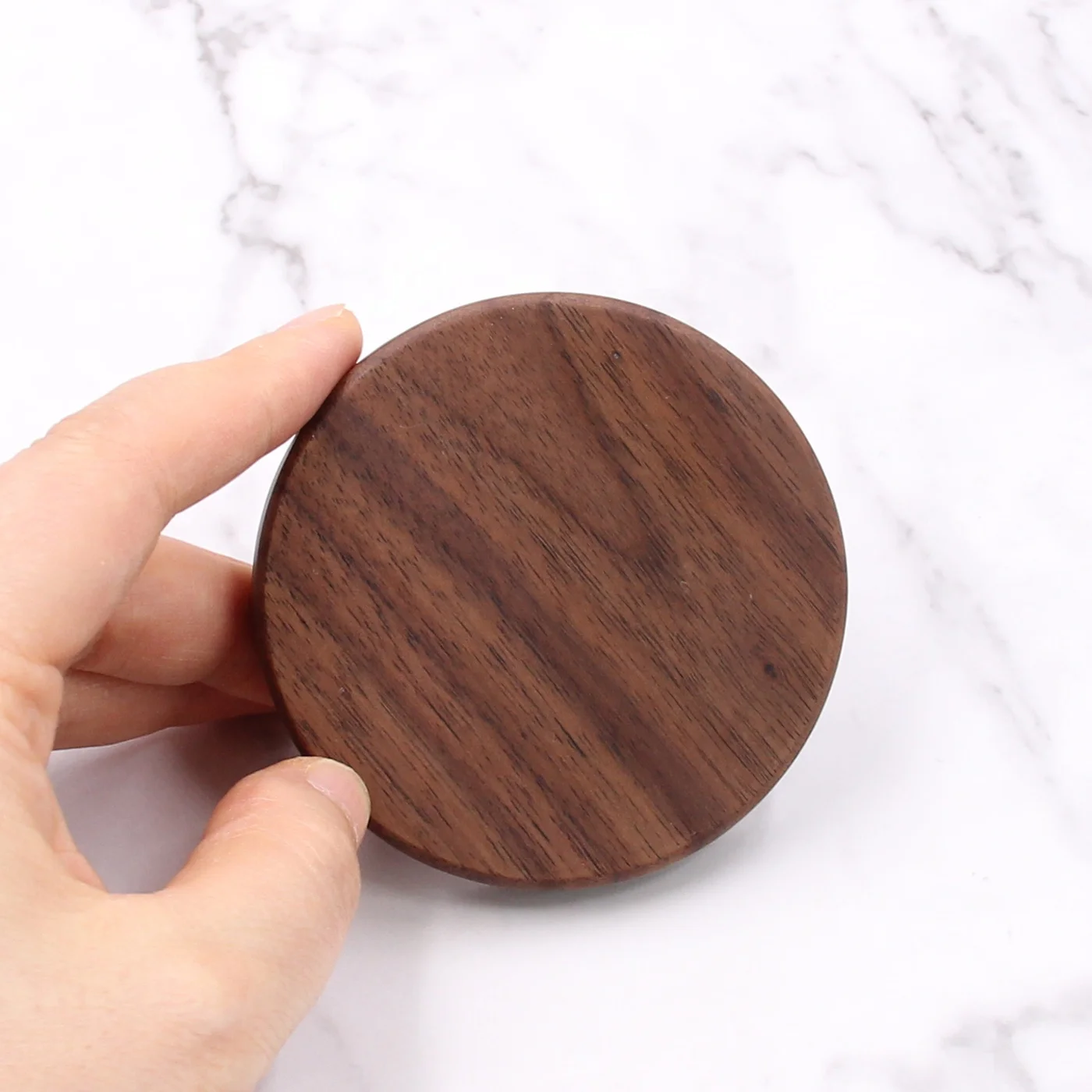 Round Walnut Wood Pocket Mirror Rotating Compact Makeup Mirror Wood Gift to Her