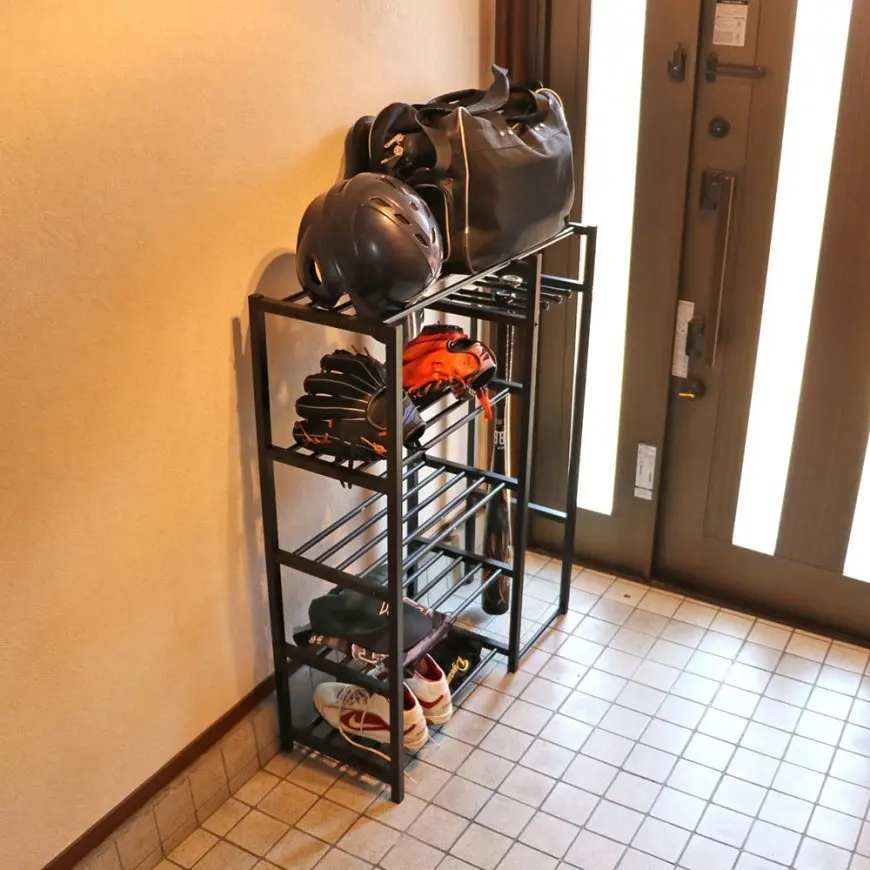 baseball helmet and bat sports equipment storage rack for garage