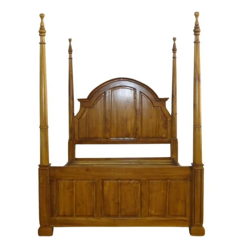 Four Posters Bedroom Furniture Set Made From Indonesia Solid Teak Wood for European Style Home and Hotel Bedroom Furniture