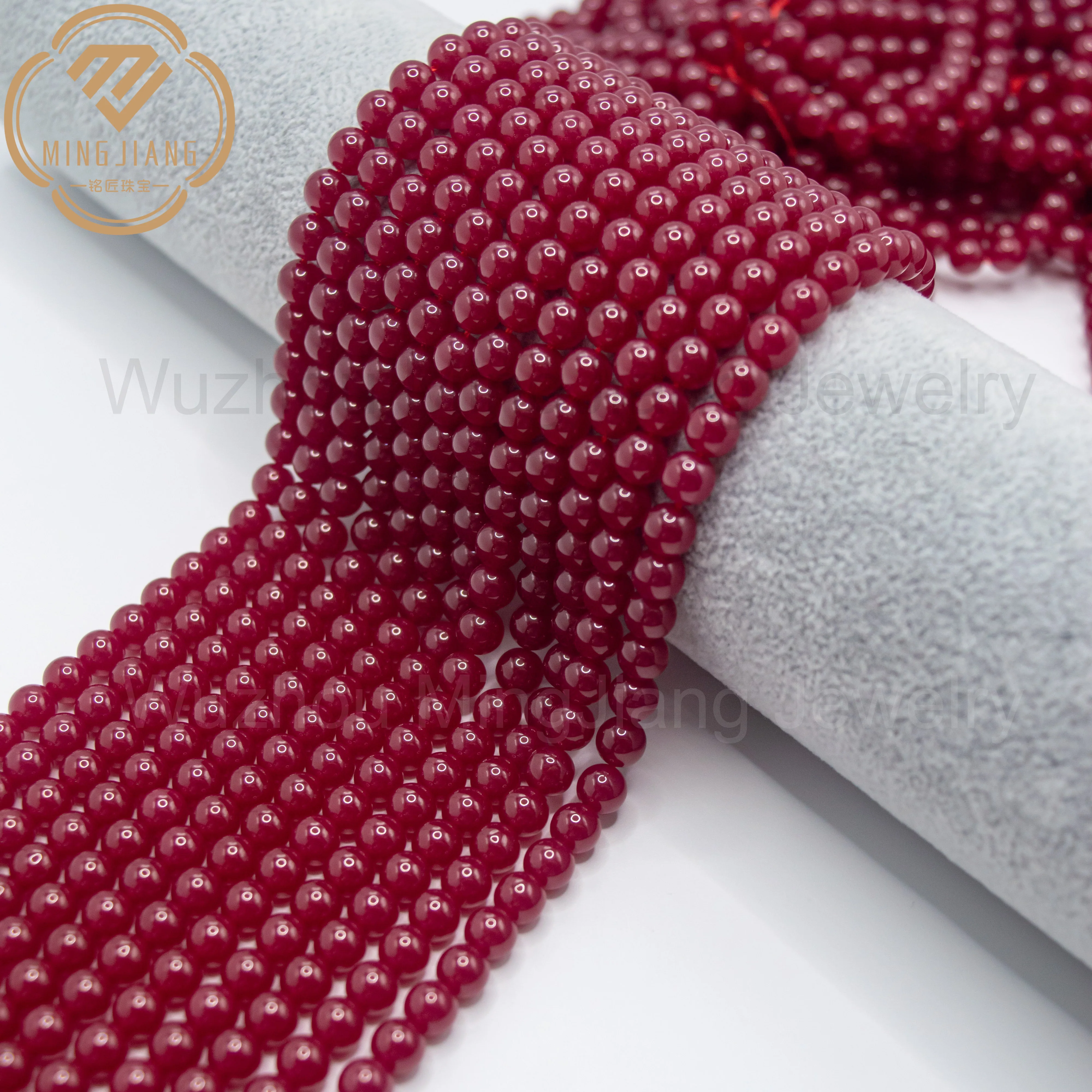 Hot Round Smooth 6mm Synthetic Red Corundum Natural Gem Loose Beads Suitable for DIY Jewelry Making