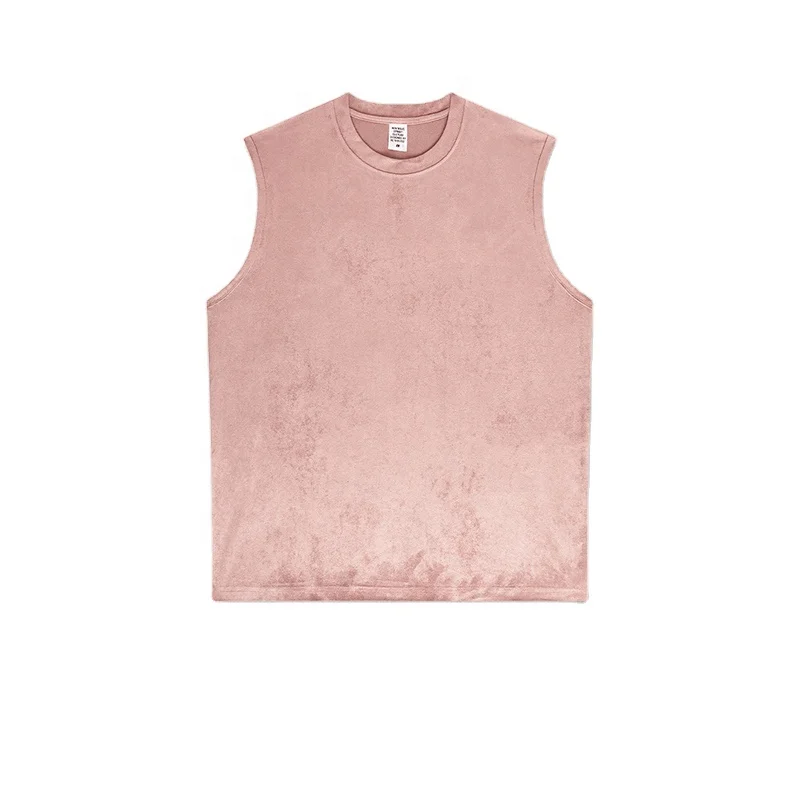 Custom High Streetwear Sleeveless Tee distressed sleeveless t shirt Vintage  acid wash sleeveless t shirt thick collar t shirt