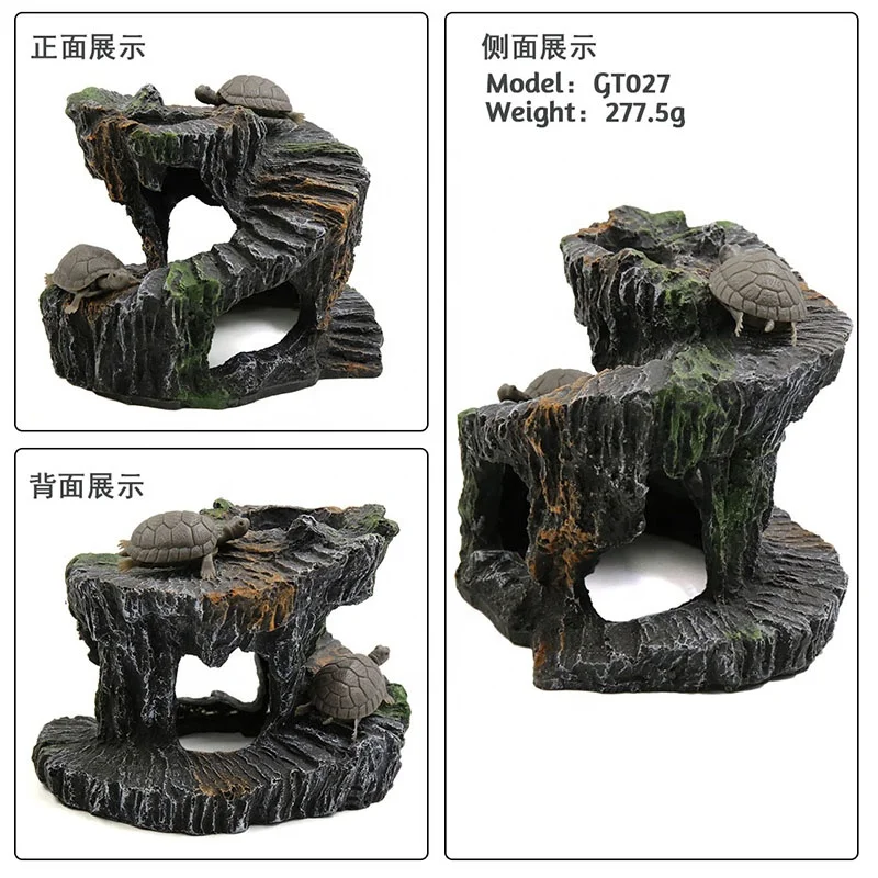 Reptile accessories ornaments fish tank decoration tortoise resin pet hidden cave