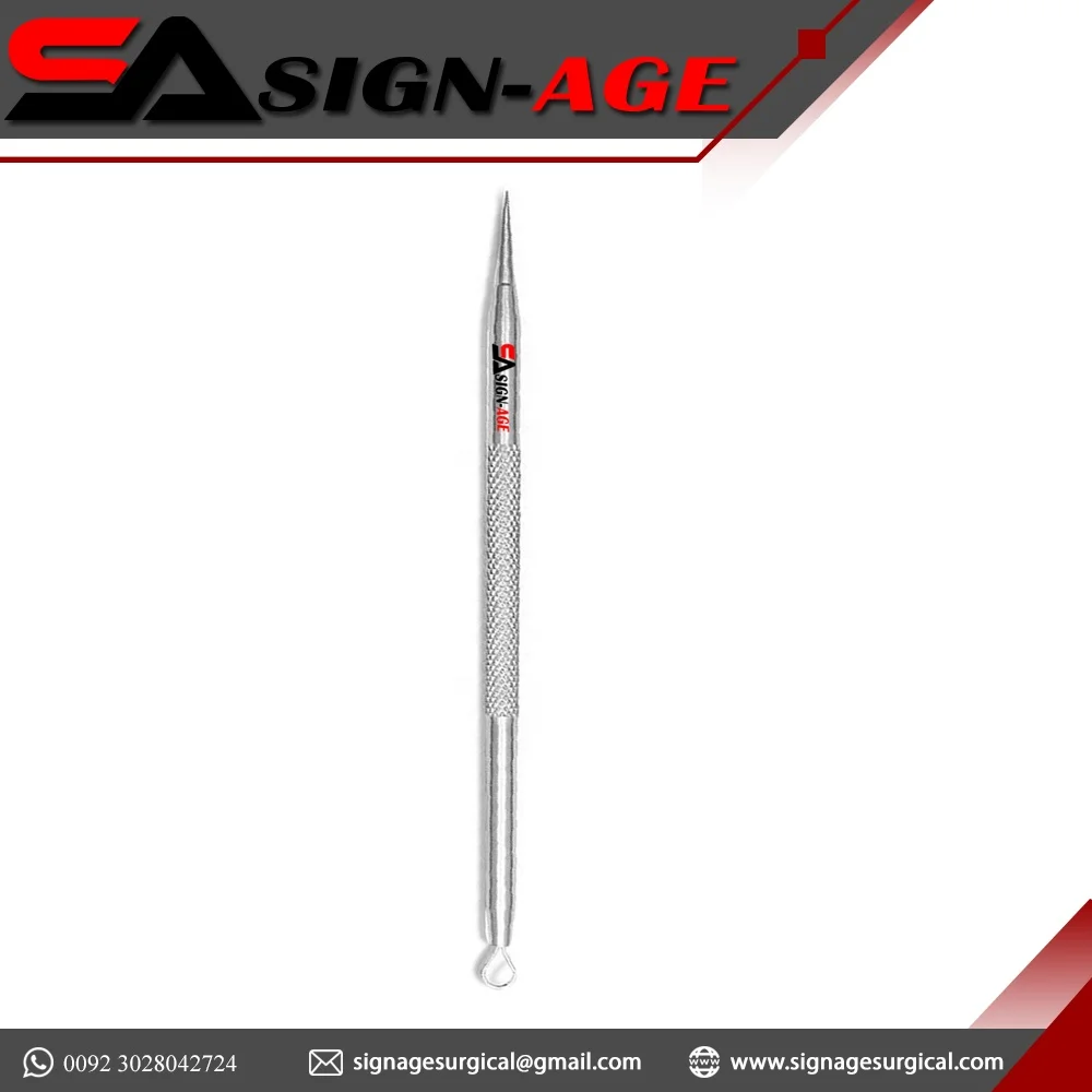 Professional Stainless Steel 2 In1 Blackhead Needle/Loop Blackhead Acne Extractor With Private Label