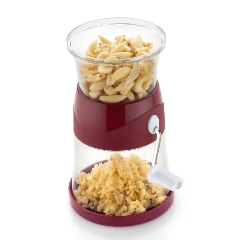 Transparent Round Plastic Manual Chilli Cutter Top Bottom Box Steel Hand Chopper for Veggie Onion Dry Fruit Peanut Cutting