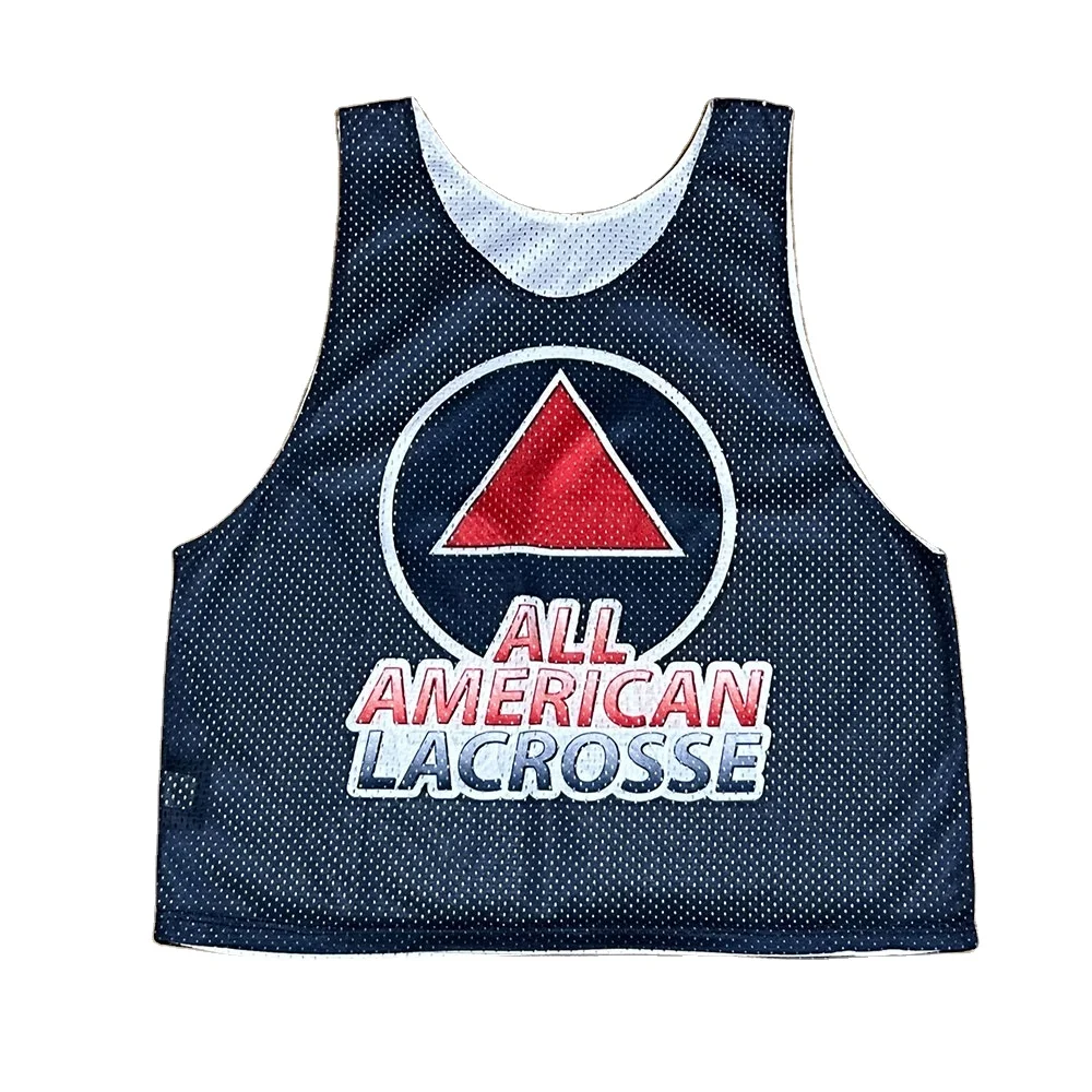 Wholesale Custom Logo Reversible Sublimation Printing Mesh Polyester Lacrosse Jersey Pinnies
