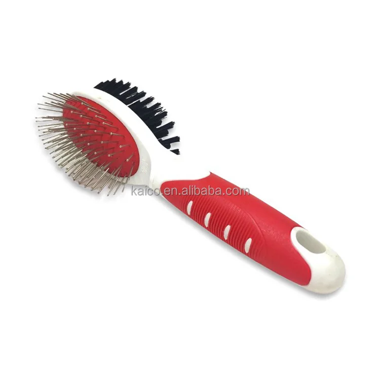 Pet cleaning white red and grey red 2 in 1 combo brush pin bristle for cat