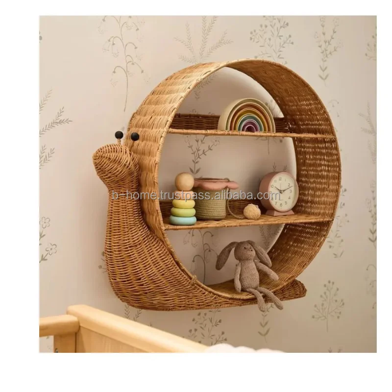 Best Choice Wholesale Handmade Natural Rattan Snail Shelf Woven Wicker Shelf Decoration for Baby Room Direct from Vietnam