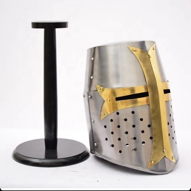 Medieval Crusader Helmet Templar Knight Helmet Silver Crusader Helmet