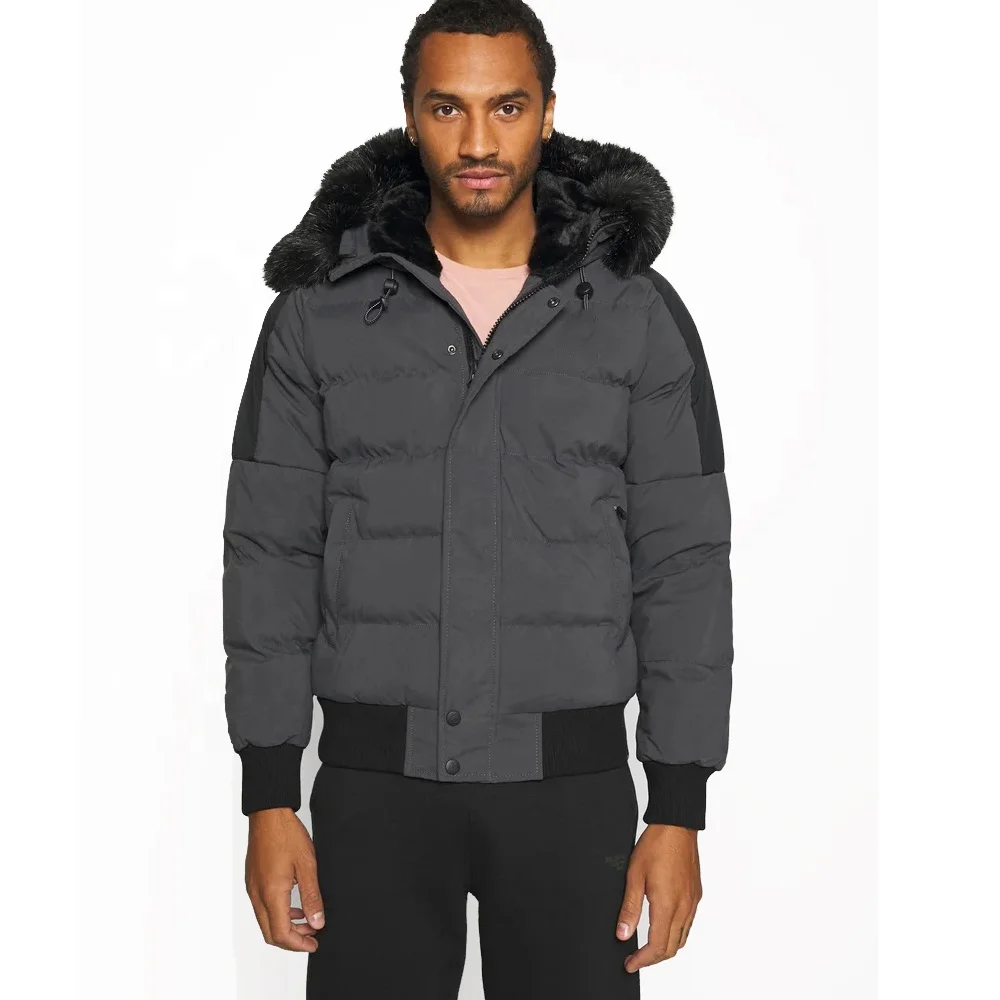 Pakistani Manufacturer Men Quilted Bubble Jackets Turn Down Collar Long Sleeve Waterproof Jacket For Sale