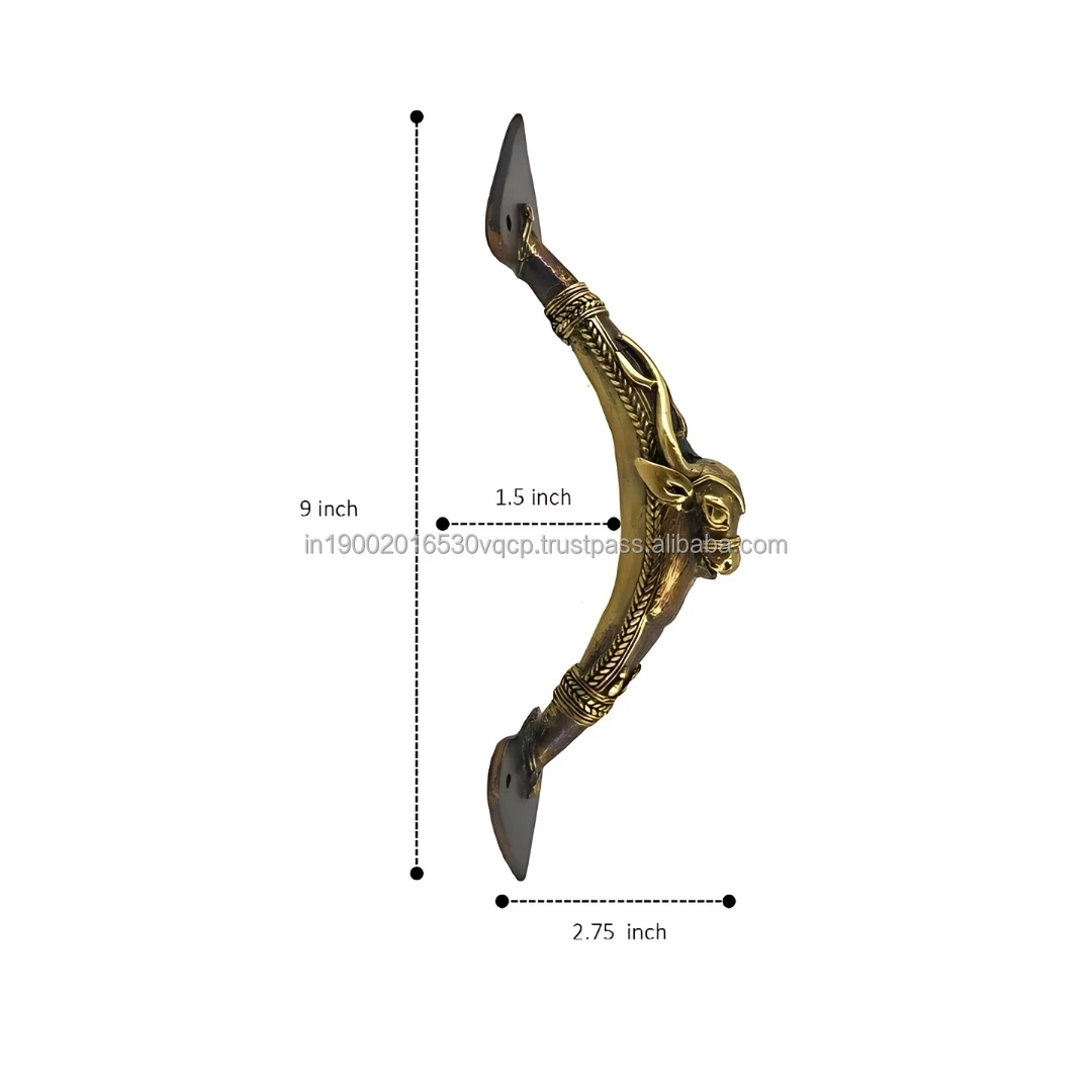 Handcrafted 9 Inch Brass Bull Door Handle Art Tribal Style For Classic Home Cabinet Main Door Handle Antique Furniture India