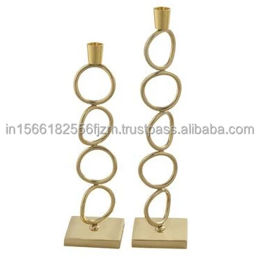 Wholesale Gold Color Marble Base Candle Stand Tree New Design Antique T-Light Decorative Metal Candle Home Decoration Set Boxed