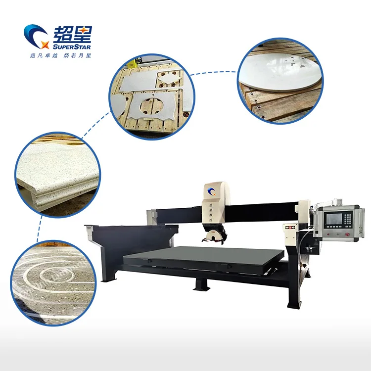 Superstar 5 axis stone stock bridge cutting machine for router granite cutting machine