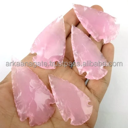 Wholesale Rose Quartz Arrowhead Hand Craft Rose Quartz Arrowhead For Pendant hand polished for sale