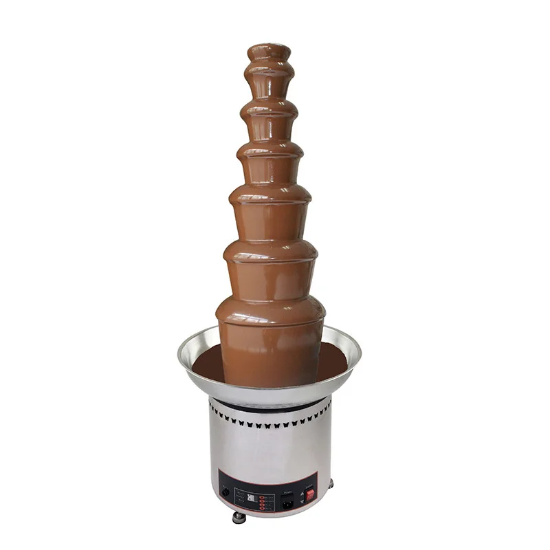 Large Electric Double Tower 7 Tier Champagne Stainless Steel Wireless Chocolate Melting Fondue Fountain Melters Machines