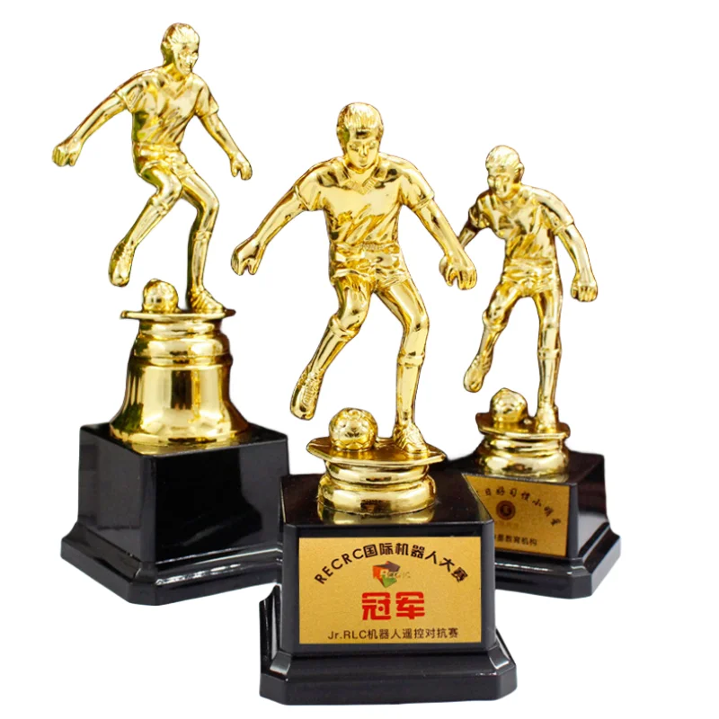 Wholesale Customized Gold Foil Youth Football Trophies Manufactures 16.5 cm 15.5cm 19cm Award Trophy Cup Plastic