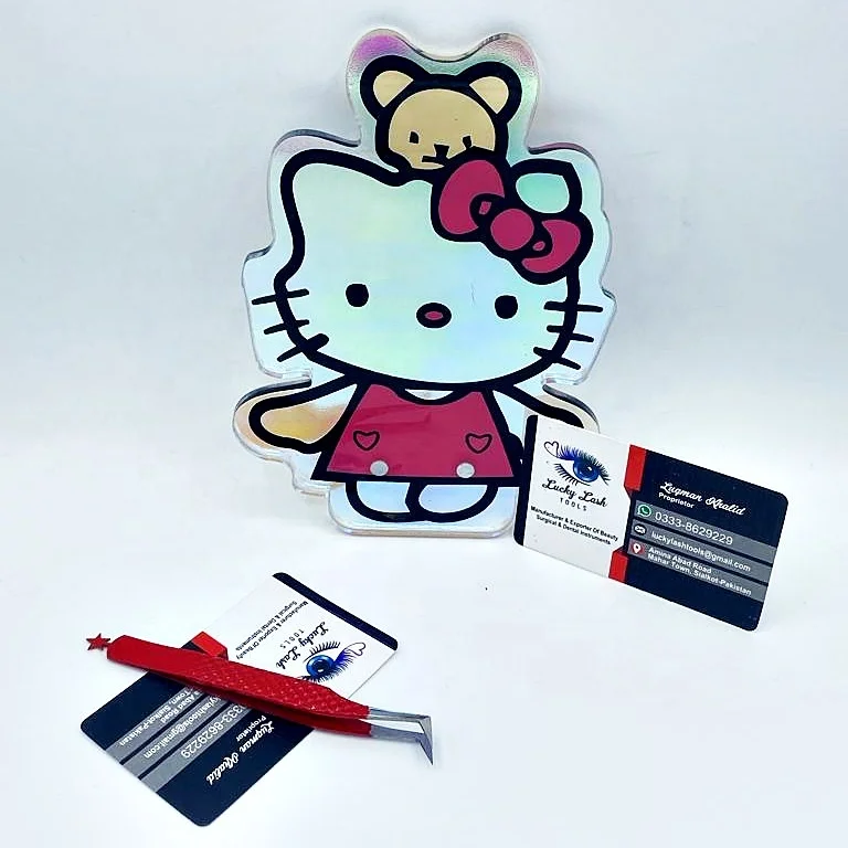 TK-Hello Kitty Tile Customizable Eyelash Extension Pallet Transparent Lash Tile Magnet Sustainable Acrylic Lash Tile for Beauty