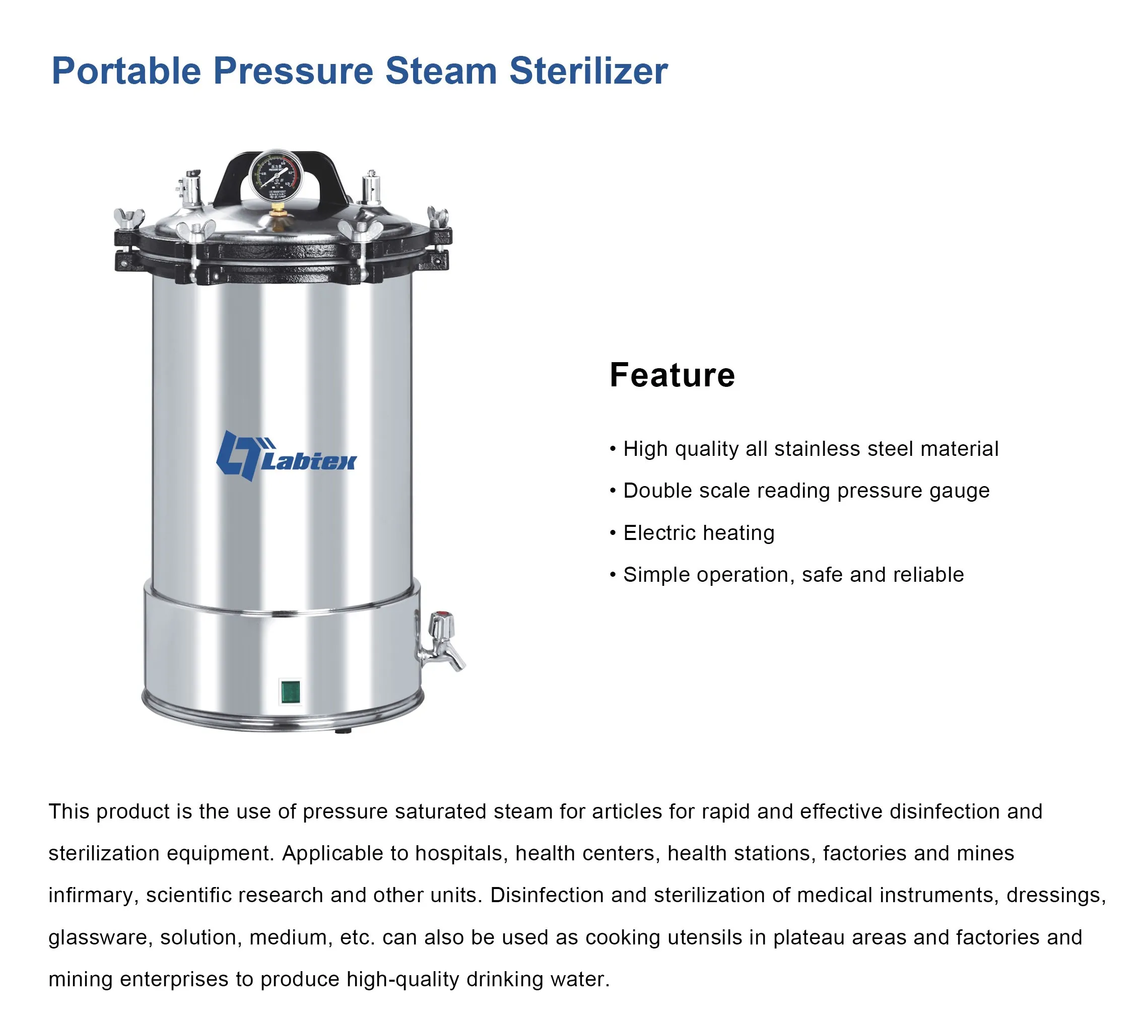 LABTEX 18L 24L autoclave sterilization machine equipment sterilizing drying machine for lab