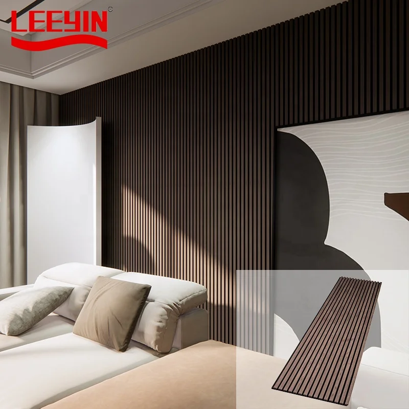 Оригинальная фабричная деревянная планка для гостиничного настенного потолочного украшения MDF Akustik панель