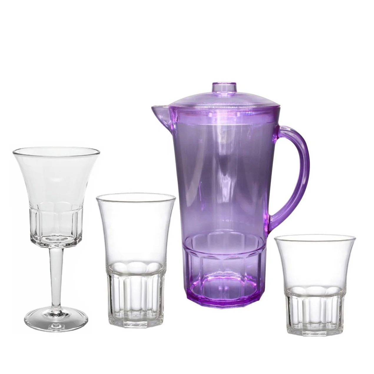 Plastic Tableware Set With Water Pitcher And Drinking Cup