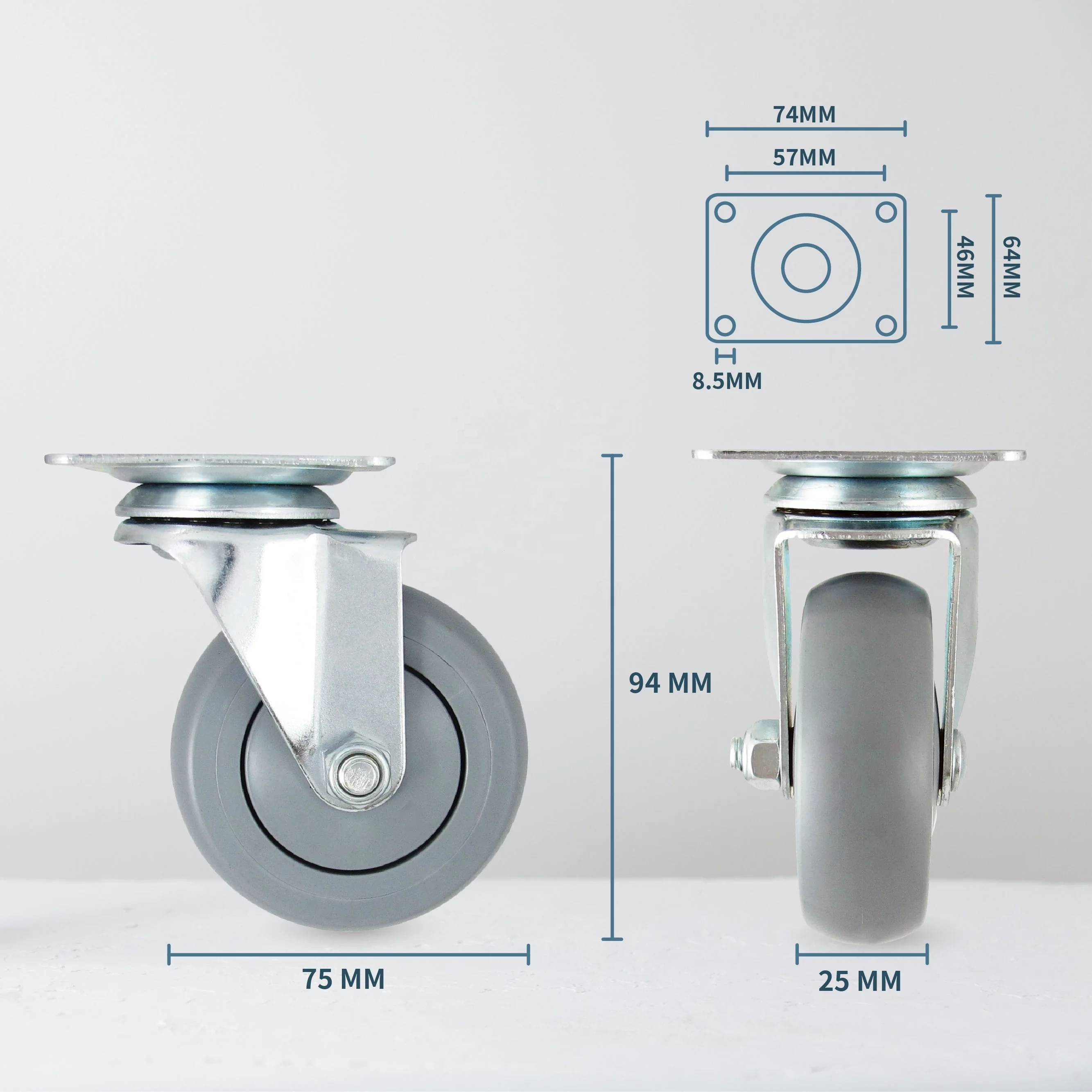 3 Plate Caster Wheels