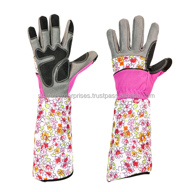  2021 кожаные водонепроницаемые Нескользящие приталенные перчатки с длинным рукавом и цветочным принтом