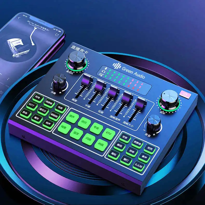 V9 Excellent Quality of Voice and Music Professional sound card for Live Broadcast Mic
