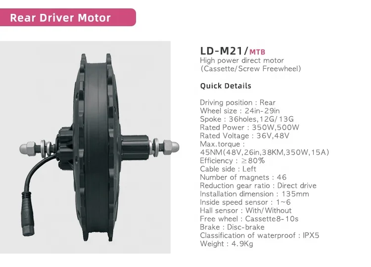 Bike Motor Electric Bicycle Motor MTB City Road Front Rear Brushless Fat Bike Hub Motor Available 250 350 500 750 1000W 36 48V