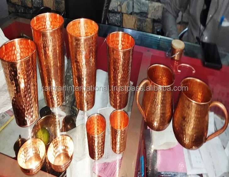 PURE COPPER HAMMERED  BAR COCKTAIL SHAKER SET BOSTON SHAKER SET 18OZ & 28OZ