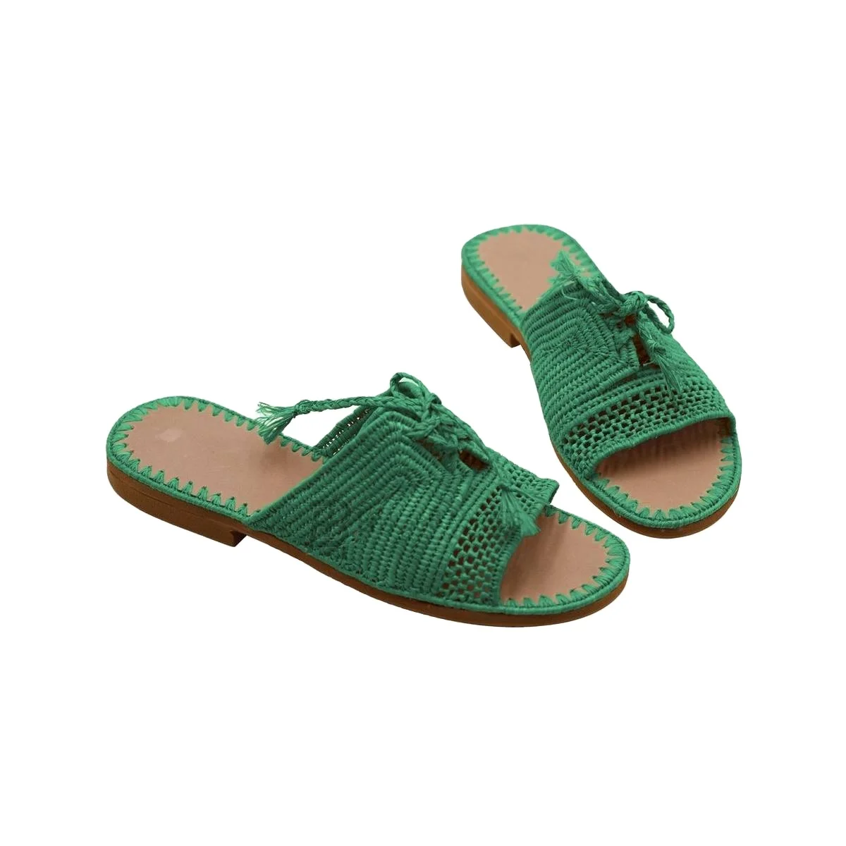 New Design Hand-Made Green raffia Sandals women summer shoes Handmade Raffia Shoes direct from Manufacture