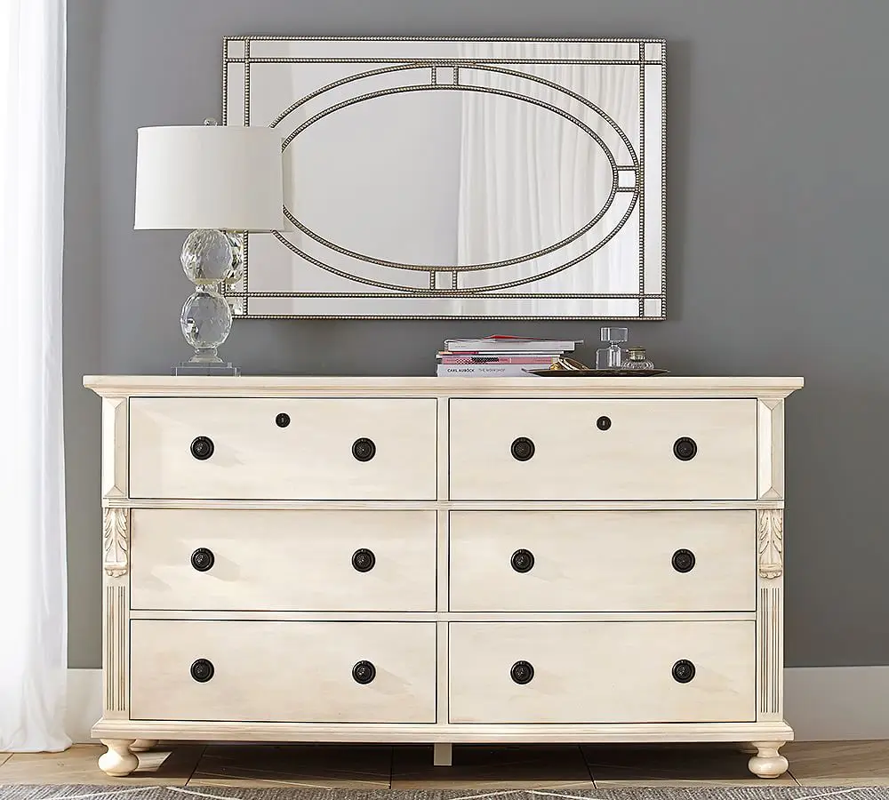 Handmade Antique Silver Iron Wall Mirror with High-Definition Glass and Nailhead Edge Traditional Design 28' x 44'