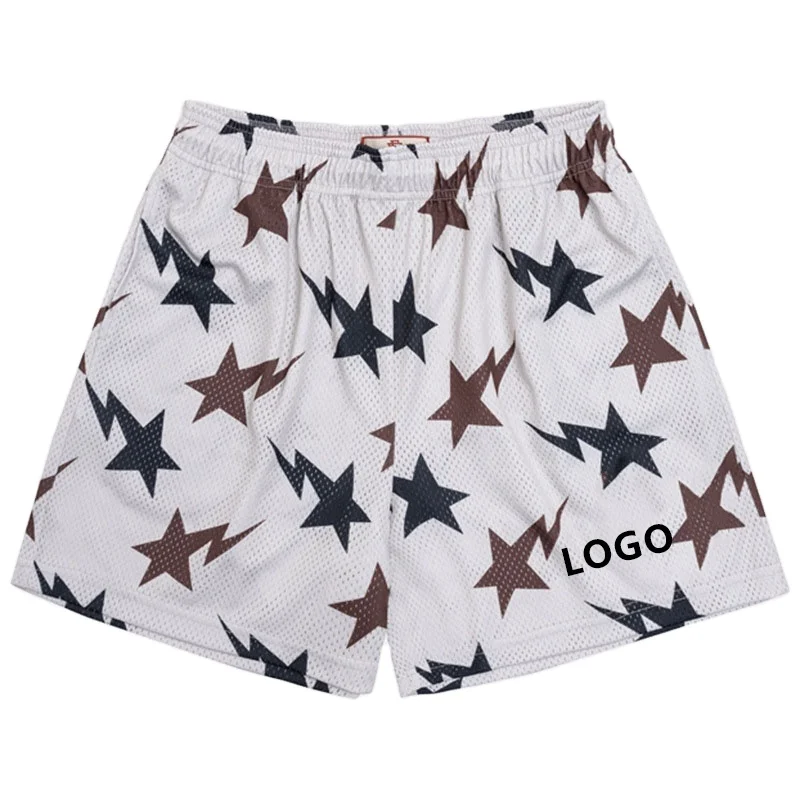 Men Summer Boxer Mesh Polyester Gym Graphic Track Camo Sweat Shorts