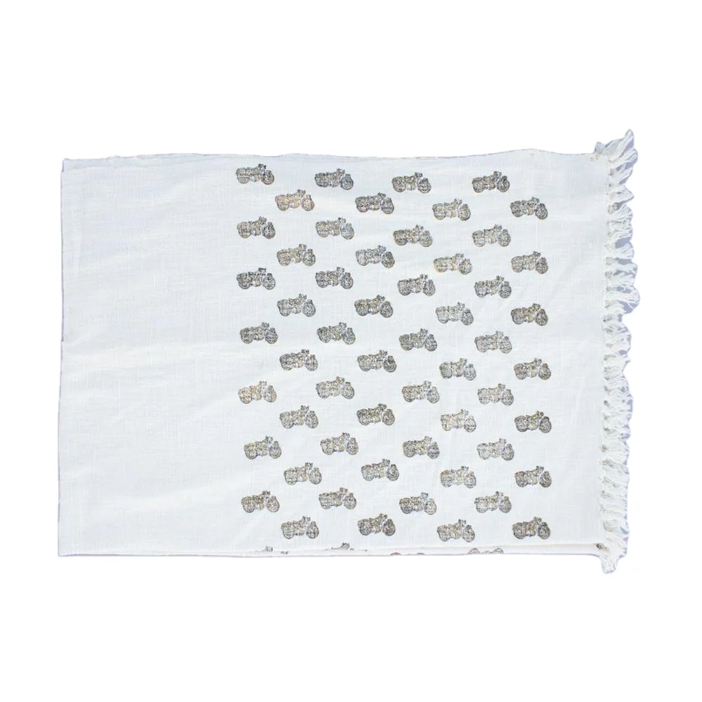 White base Block Print Luxury Cotton Throw blanket for Home decor Wholesale throw for living room decor