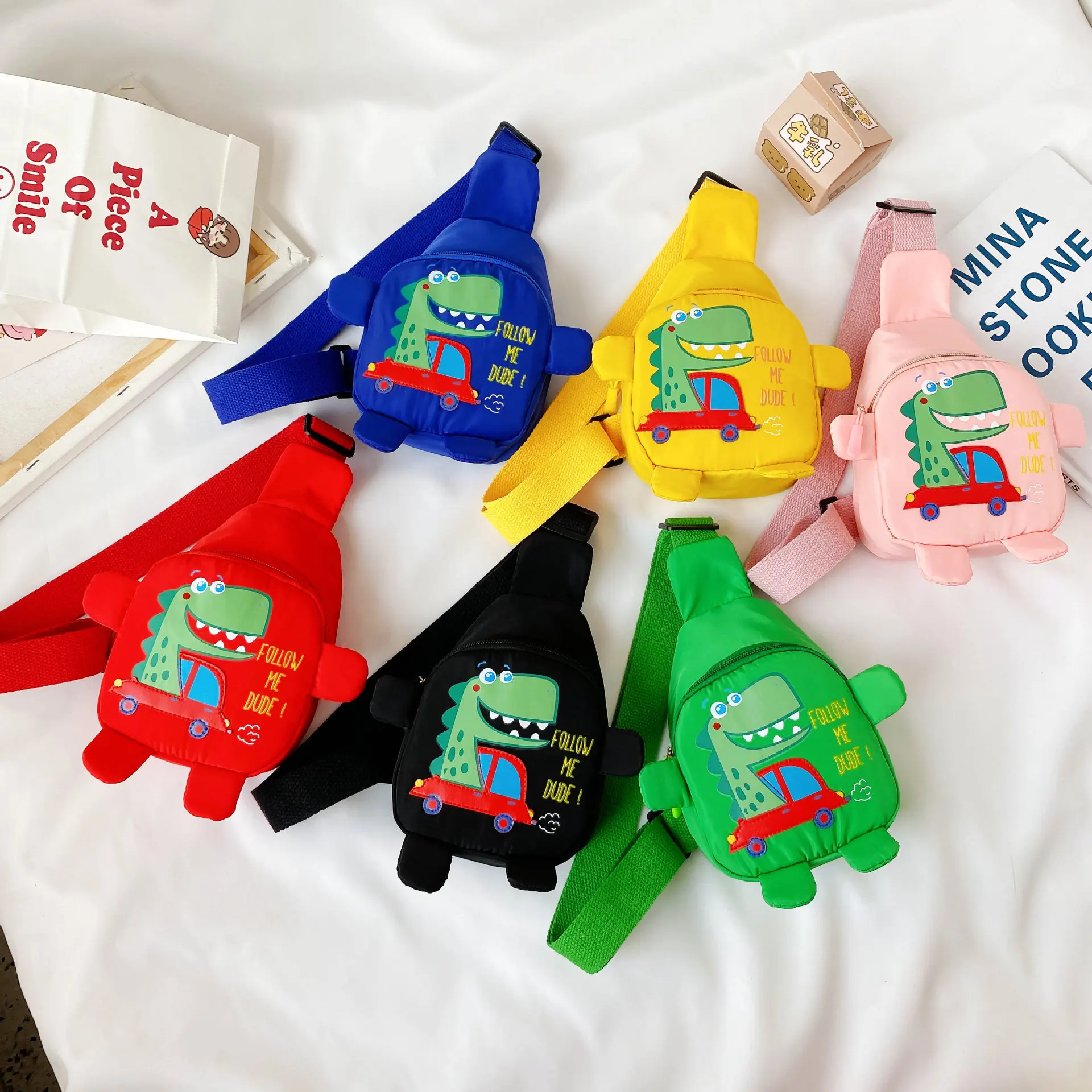 wholesale custom cute cartoon children boys and girls outdoor leisure small backpack dinosaur new chest bag crossbody bag kids