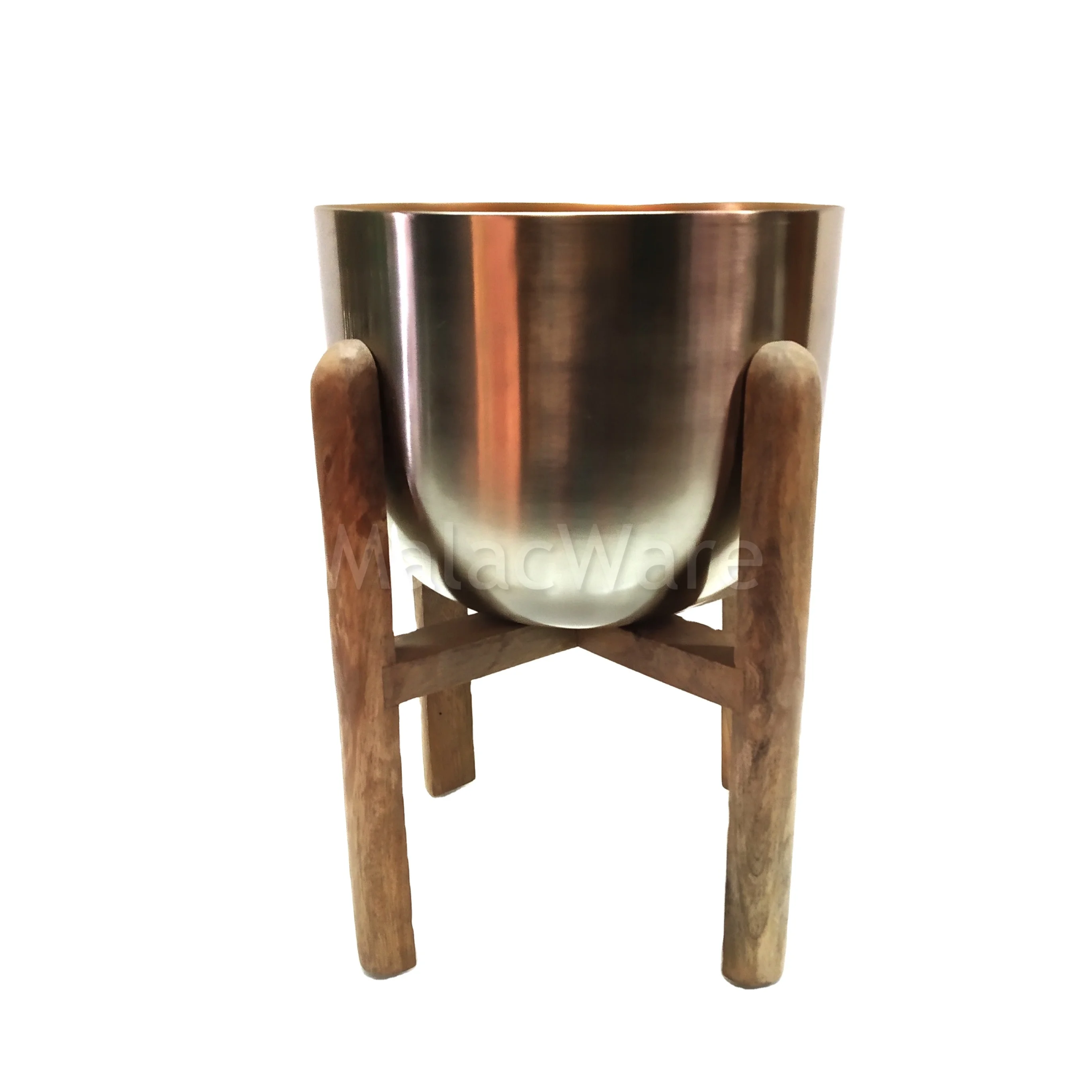 Напольная ваза с деревянной подставкой, декоративная ваза для интерьера и улицы, недорогая металлическая ваза золотого цвета с гравировкой и плантатором