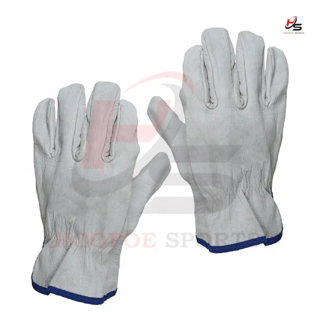 Белые кожаные рабочие перчатки на заказ унисекс защитные с логотипом таможни