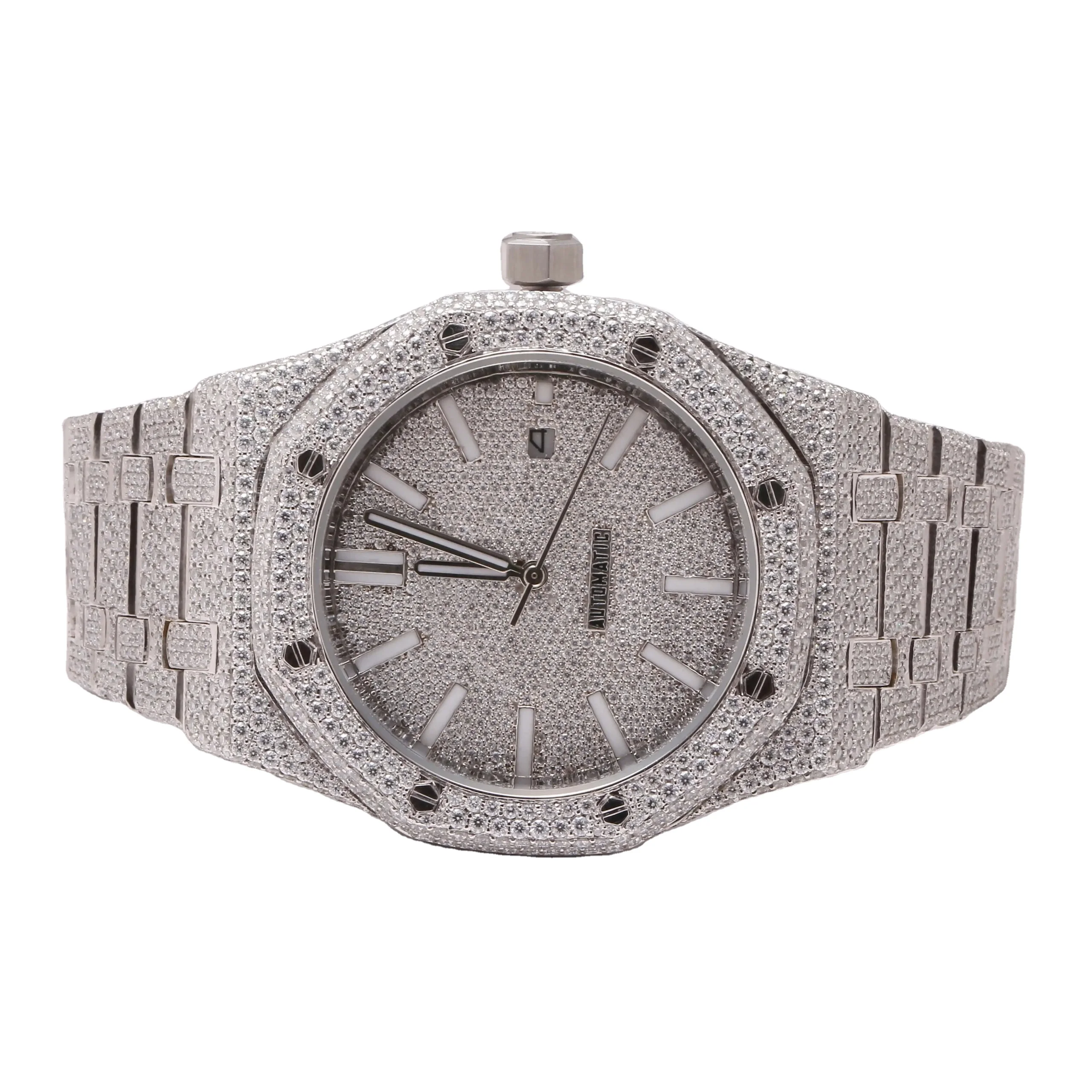 Iced Out 2024 New Arrival Brand High Quality Luxury Gold Silver Original Customized HipHop Unisex Moissanite Diamond Wrist Watch