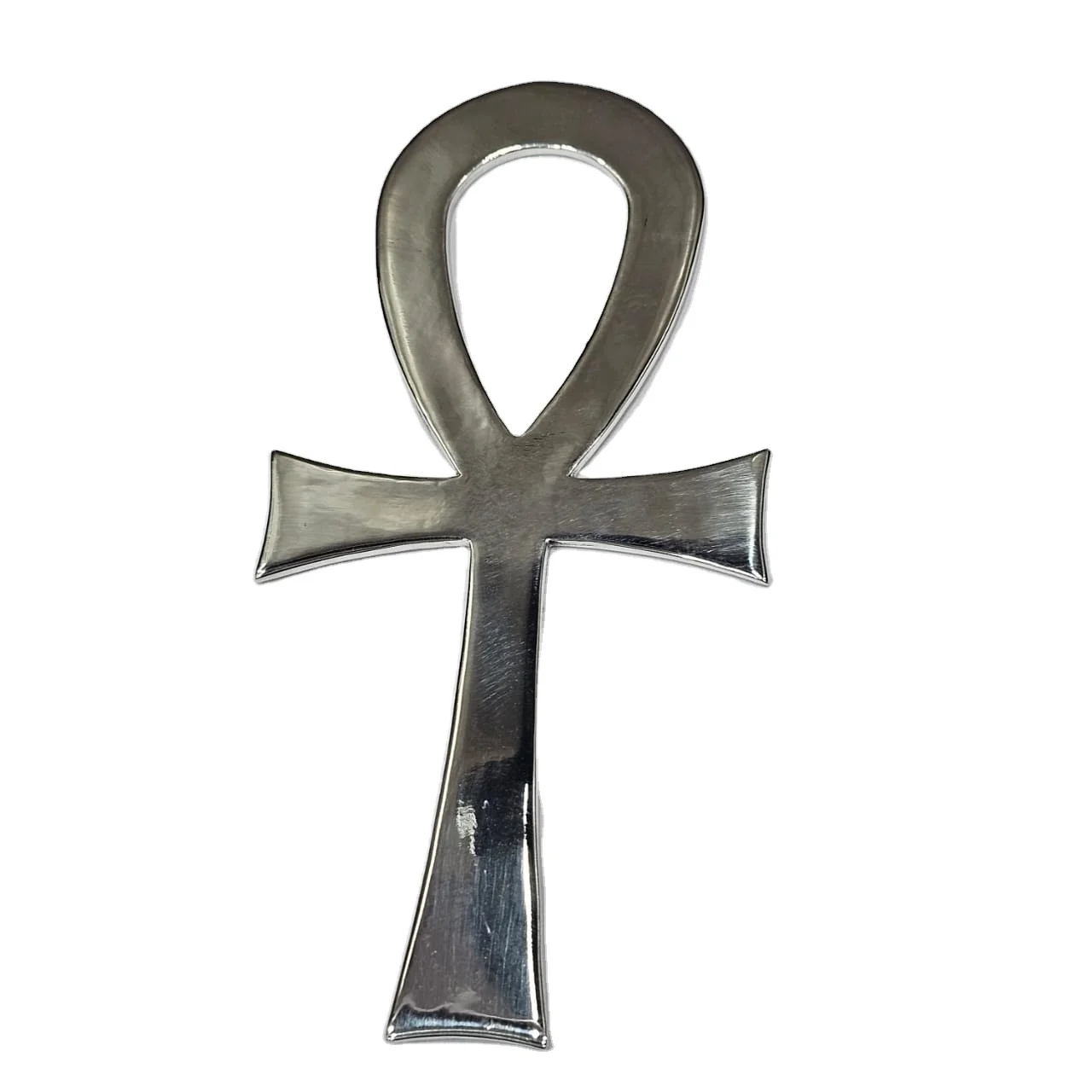 925 Sterling Silver Excellent Quality Handmade Designer Smooth Polished Egyptian Ankh teardrop-shaped hoop with a cross