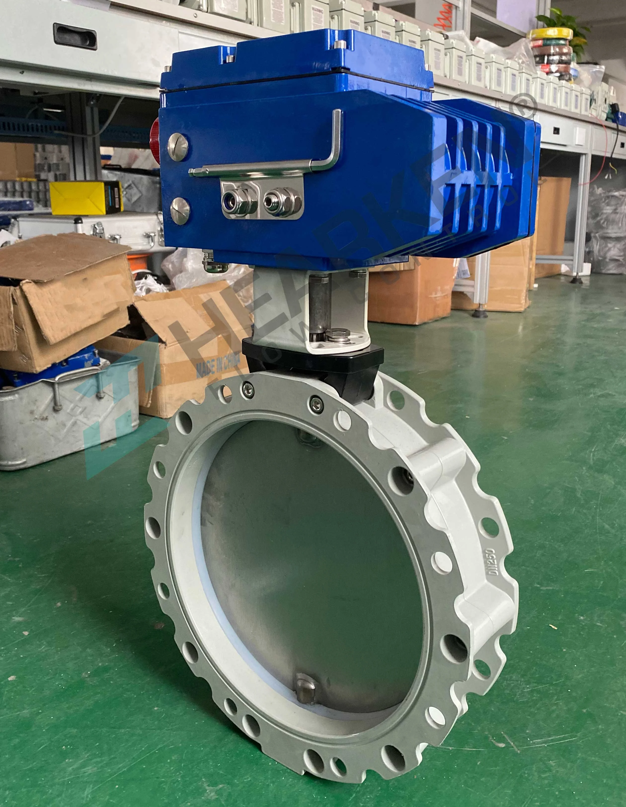 Single Flanged Double Flanged Aluminum Alloy Double Acting Pneumatic Actuator Powder Butterfly Valve