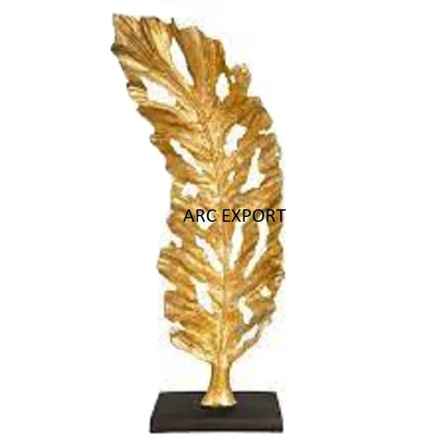 New Art Collection Gold Plated Leaf Designer Sculpture Made With Best Quality Material Fancy Sculpture For Decorating Ware