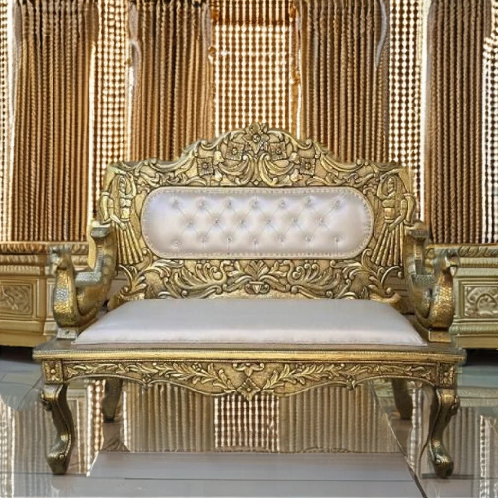 27 Wood Wedding Sofa Fashionable Mandap Model for Bride Party Decorations