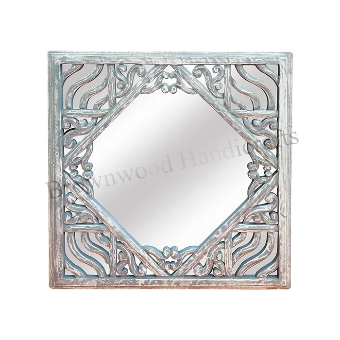 Wooden Hand Carved Wall Decor Hanging Mirror Panel Designer MDF Wood Wall Decor Mirror Panel From Indian Manufacturer & Exporter
