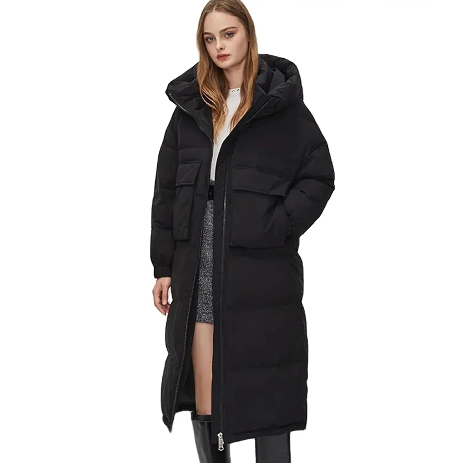 Puffer Coat Windproof Long Jacket  Lady Padded Down Coat Winter