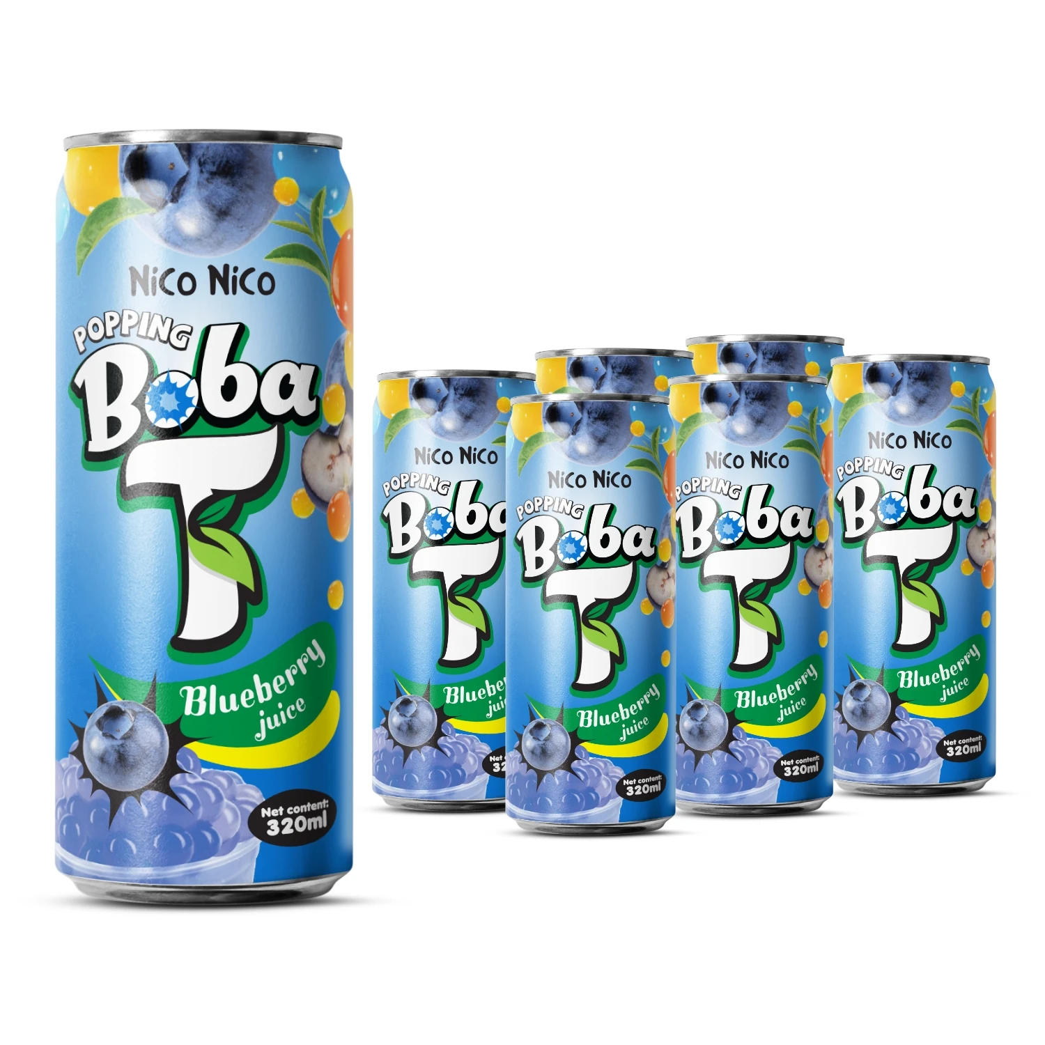 Blueberry Popping Boba Bubble Tea 320ml Can Best Quality Fruit Iced Tea Fast Delivery OEM Beverages Custom Label RDT Tea Drinks