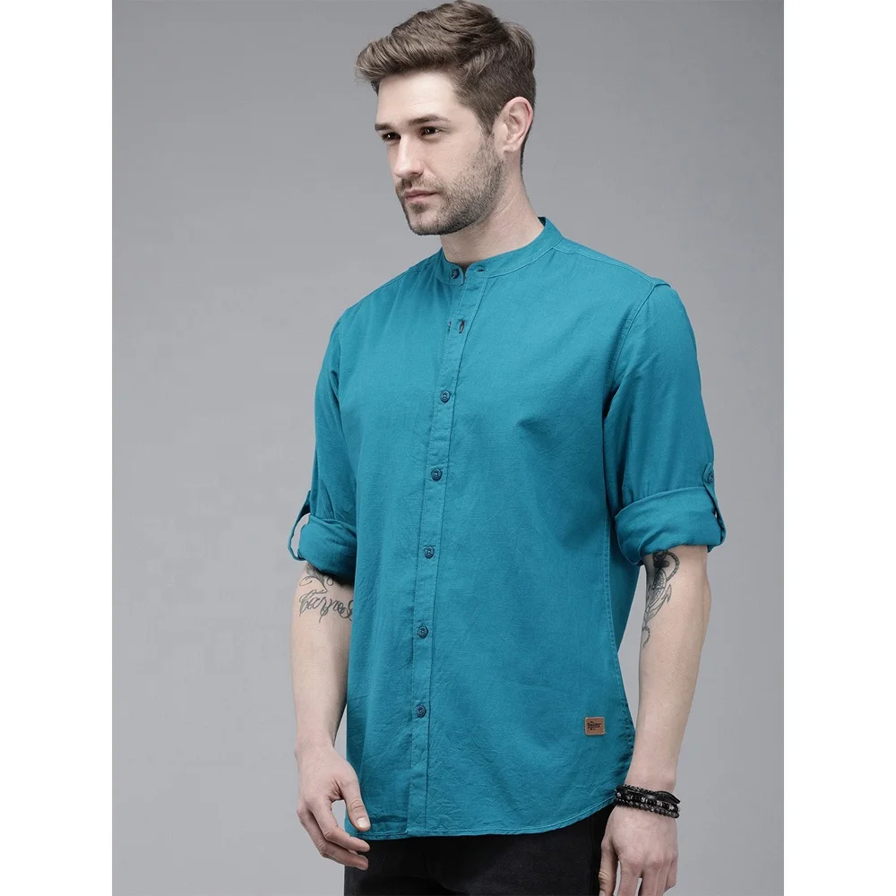 Мужские повседневные рубашки из 100% хлопка с длинным рукавом и пуговицами от производителя