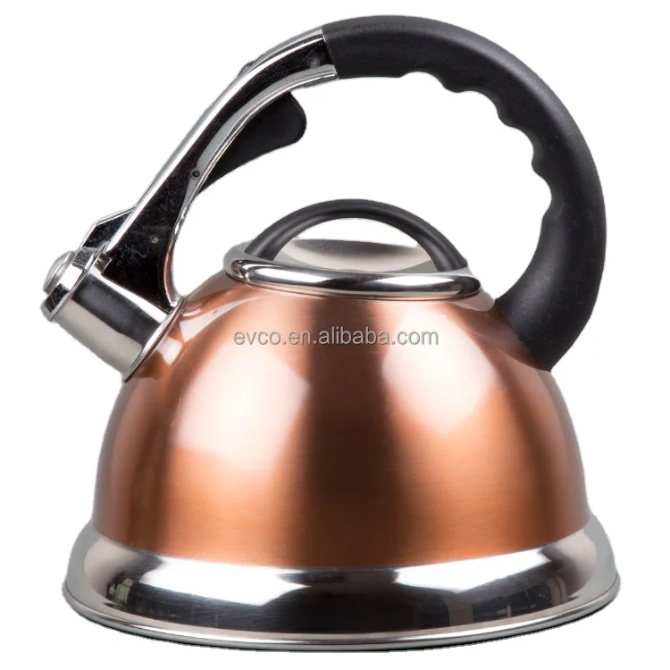Camille 3.0 Qt. Stainless Steel Whistle Kettle in Copper Color