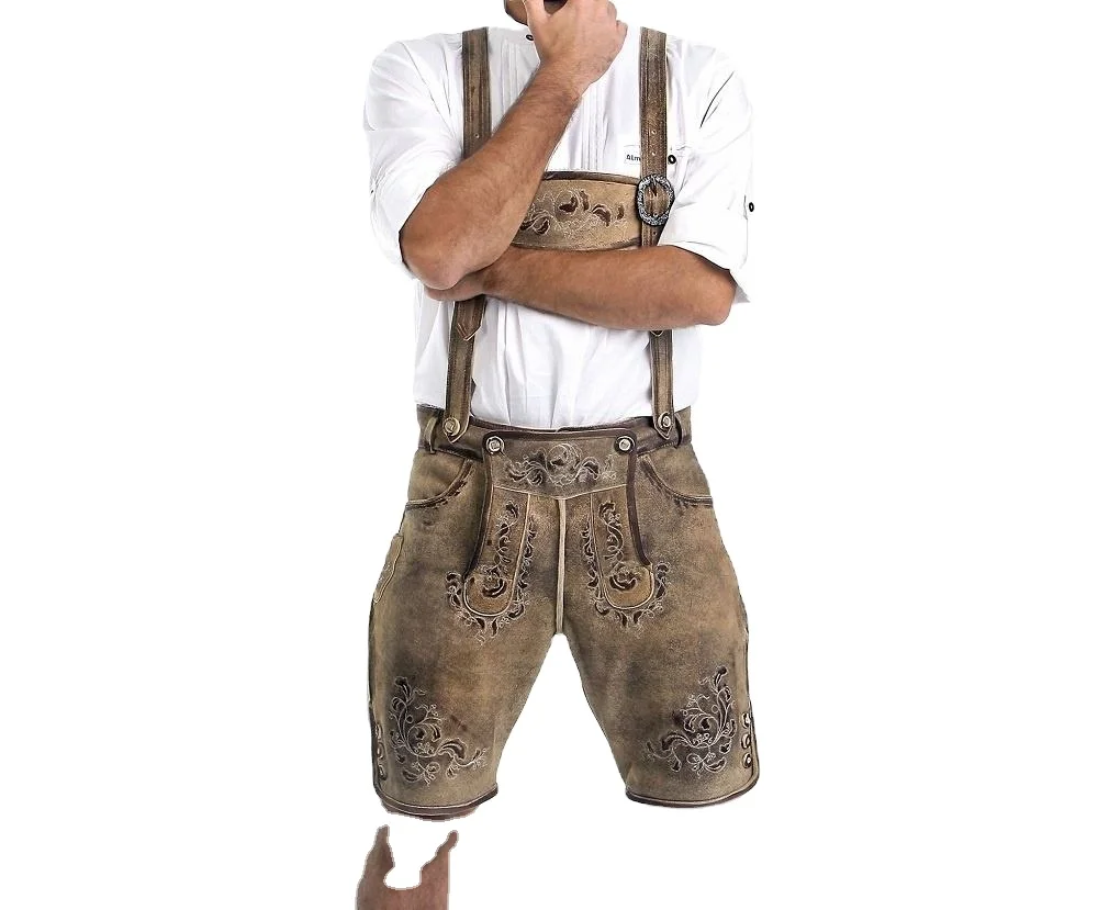 Mens bavarian ledhosen beige oktoberfest lederhosen bavarian Shorts custom design latest german bavarian pants