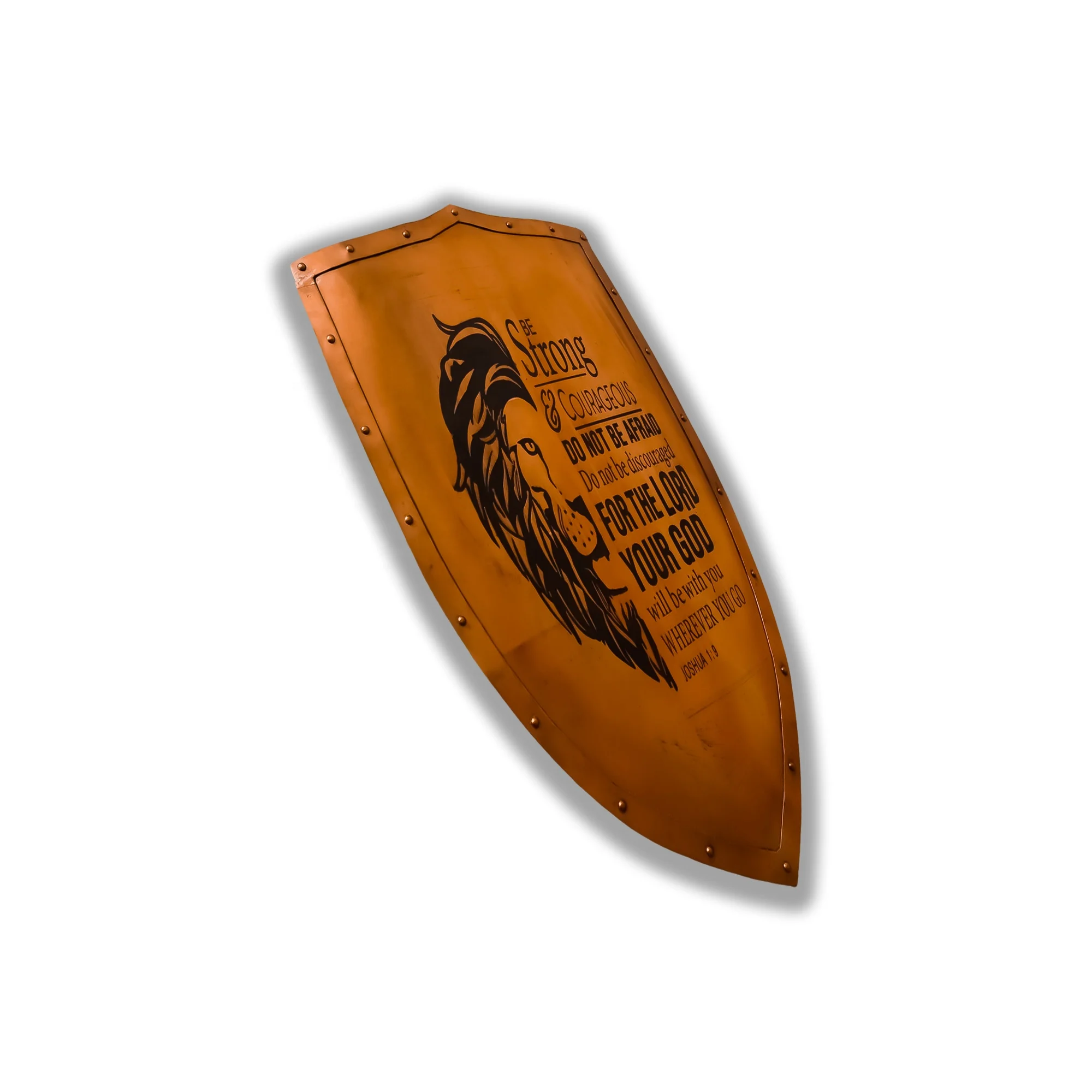 Handmade Medieval Lion Face Leaf Design Knight Battle Shield Functional Armour Sword Wall Decor Home Use Plated Technique Gift